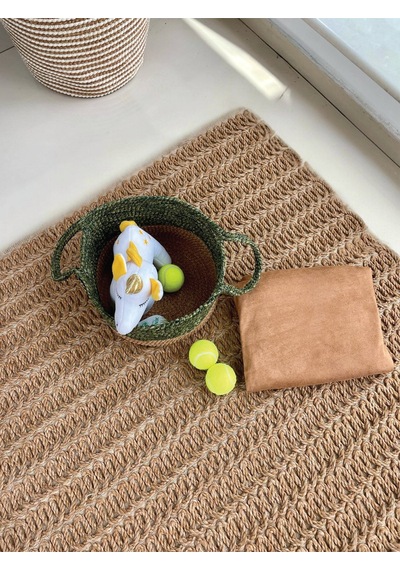 Kulplu Düzenleyici Sepet Leke Tutmaz Natural-yeşil 31x20 Cm Natural