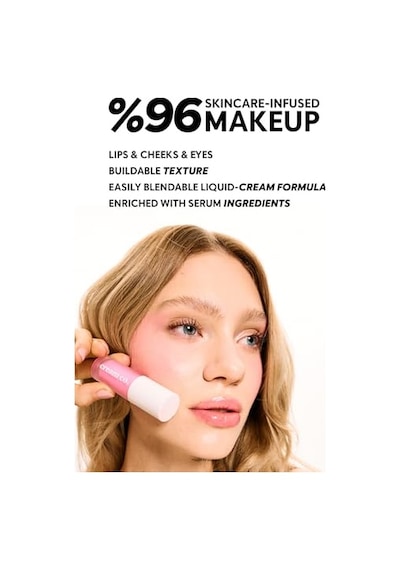 Cream Co. Allık Ruj Göz Farı Glow Tint Radiant Pink, Nemlendirici Makyaj, 505 Pembe, Hyaluronik Asit Peptit 00