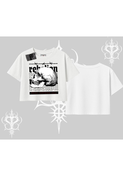 Tarzsokak Oversize Crop Tshirt Rebellion Skull Underground Street Legacy Beyaz