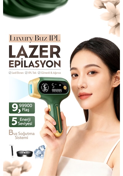 z Buzlu 999.999 Atım Otomatik Vücut Yüz Kuvars Lamba Ipl Lazer Epilasyon Cihazı Yeşil