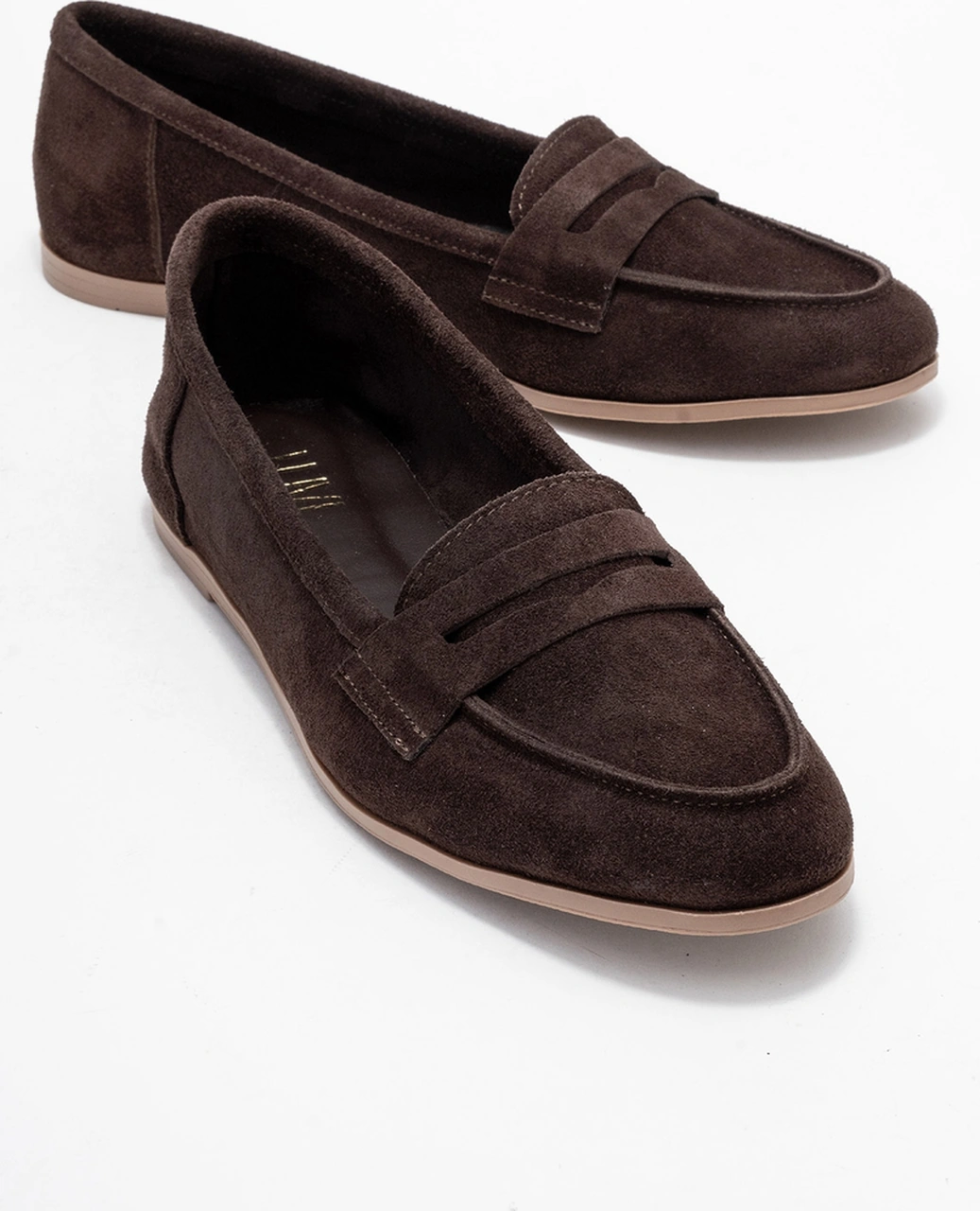 Luvishoes Luvi Shoes F02 Koyu Kahverengi Süet Hakiki Deri Kadın Loafer Ayakkabı Koyu Kahverengi