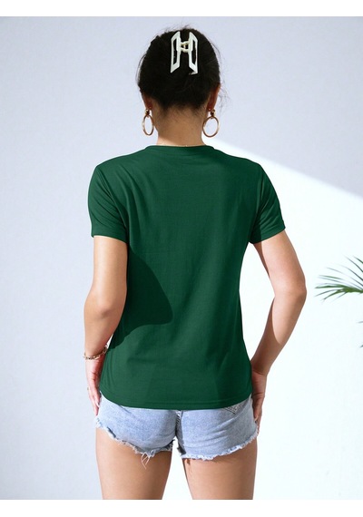 Miami T-shirt - Nefti Yeşil Baskılı Oversize Bisiklet Yaka Kısa Kol Tişört Nefti Yeşil