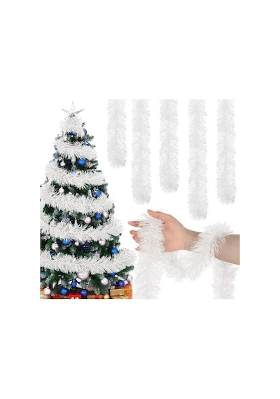 Lapidaria Yılbaşı Beyaz Çam Dekoratif Garland Çam Ağaçı Dalı Sarmal Tel 5 Metre Diğer