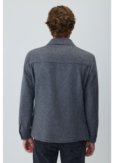 Morven Erkek Gri Trend Yünlü Safari Model Dinamik Fit Gömlek Ceket 27ks022001100 Gri