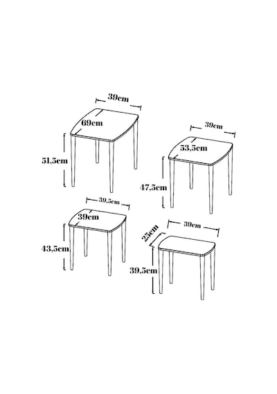 Evmob Home 4lü Dörtlü Zigon Sehpa Ahşap Mdf - Ceviz Ceviz