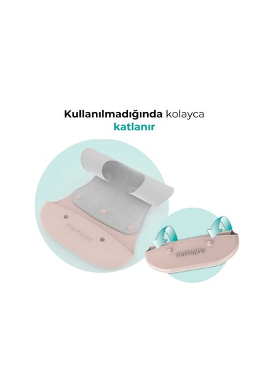 Mamajoo Silikon & Kumaş Katlanır Mama Önlüğü | 2-in-1 Powder Pink + Kumaş Önlük