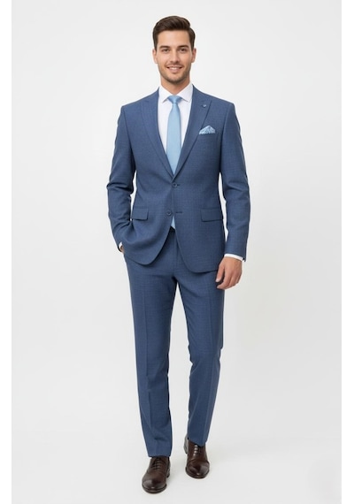Presto Erkek Yelekli Slim Battal Takım Elbise 6 Drop Lacivert 792-250 Lacivert