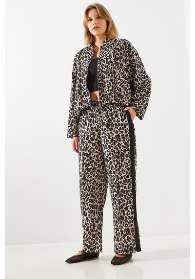 Shade Kadın Yan Çizgili Leopar Jogger Pantolon Mbms015 60501015 - Leopar