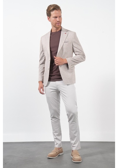 İmza Beyaz-kiremit Mono Yaka Örme 6 Drop Slim Fit Ceket 1002260153 Beyaz - Kiremit