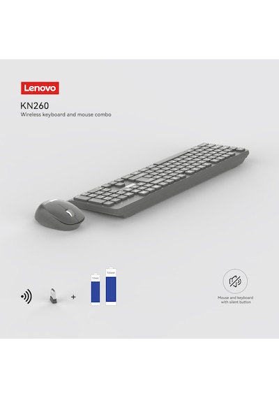 Kn260 Kablosuz Klavye Mouse Set Sessiz Siyah 870042257 Optik