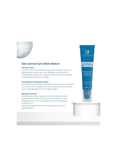 Morluk Ve İnce Çizgi Karşıtı, Aydınlatıcı Vitamin K + C Göz Altı Serumu 15 Ml Koyu Halkalara Ve Renk Eşit