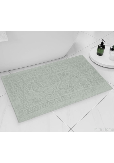 2 Li Ayak İzli Banyo Ayak Havlusu %100 Pamuklu Renkli 50x70 Cm Menom Yeşil