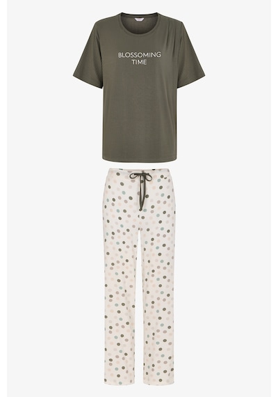 Penti Mama Blossoming Time Puantiye Desenli Pantolon Kısa Kollu Pijama Takımı Haki