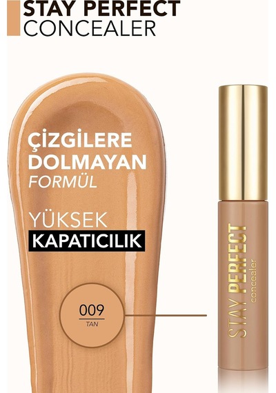Doğal Bitişli Kapatıcı Sıcak Alt Ton - Stay Perfect Concealer - 009 Tan - 8682536085601 Çok Renkli