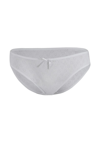 12 Adet Yıldız Bayan Kalpli Ribana Bikini Külot Slip Beyaz 3575 001