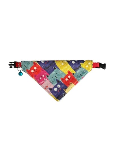 Cocopet Renkli Kediler Desenli Ayarlanabilir Fular Bandana Kedi Tasması