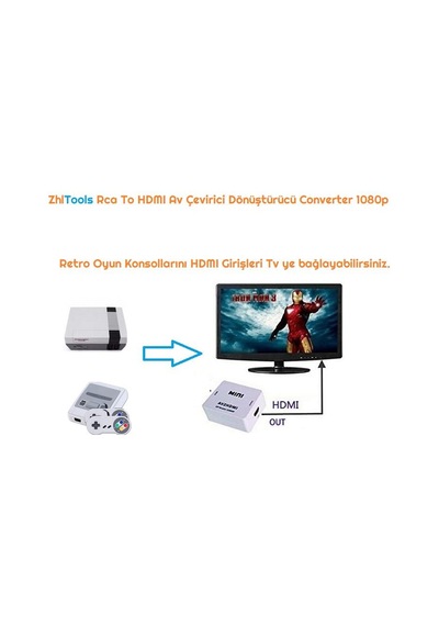 Zhltools Rca To Hdmı Av Çevirici Dönüştürücü Converter 1080p