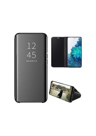 Huawei Y7 Prime 2019 Uyumlu Aynalı Kapaklı Lüx Kılıf Siyah