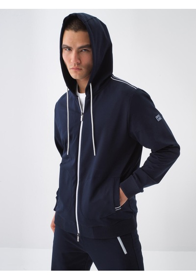 Xint Lacivert Pamuk Dokulu Slim Fit Sweat Mont 350195