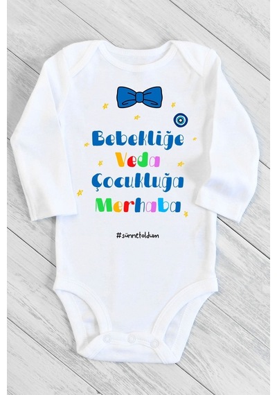 Tuğbababy Baby Bebekliğe Veda Uzun Kol Çıtçıtlı Bebek Body Kız Erkek Beyaz