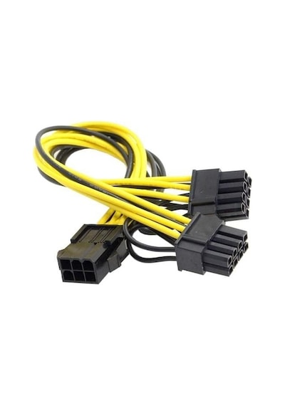 Px-4302 6 Pin To 2x8 Pin Psu Ekran Kartı Güç Çevirici Kablo, Pcı-e 6 Pin Dişi To 2 Adet 6+2 Pin Erkek Gpu Power Splitter, 18awg Bakır Mining Ekran Kartı Güç Kablosu, 20 Cm