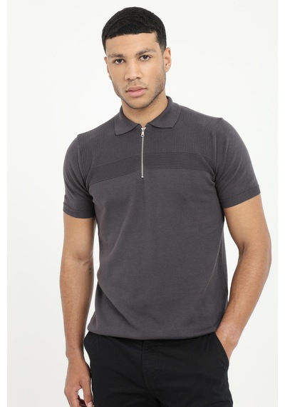Dufy Erkek Slim Fit Polo Yaka Antrasit Triko-18943