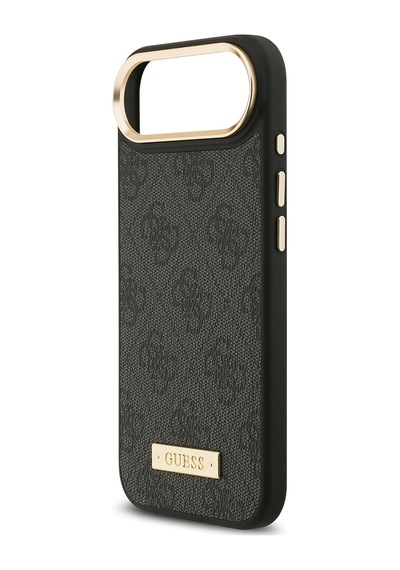 Apple Uyumlu iPhone 17 Air Kılıf Guess Lisanslı M-safeli 4g Desenli Pu Metal Plaka Klasik Logolu Siyah Siyah