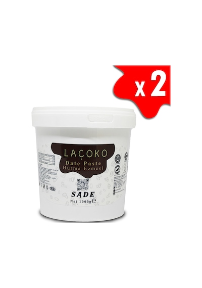 Laçoko Kova Şekersiz Katkısız Vegan Doğal Hurma Ezmesi Hurma Dolgusu Hurma Püresi 2 x 1 KG