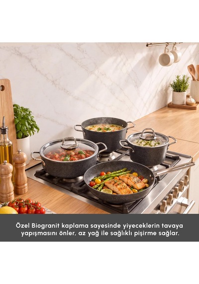 Emsan Biogranit Yaren 7 Parça Tencere Seti Gri Diğer