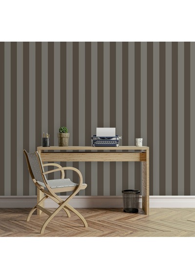 Çizgili Duvar Kağıdı Alfa 3704-6, Kahverengi, Gri, Kağıt Taban - 16.5 M² Bej - Kahverengi