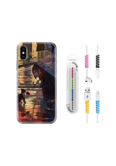 Apple Uyumlu iPhone XS Max Kılıf Kablo Koruyuculu Kız Ve Kedi 1762