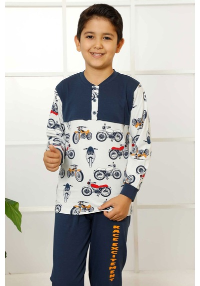 Alimer İndigo Erkek Çocuk Uzun Kollu Pijama Takımı EDY5161UK-İ İndigo