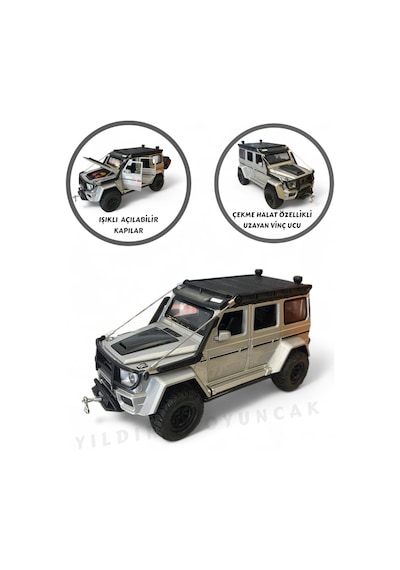 Çek Bırak Işıklı Ve Sesli Off Road Jeep 23 Cm Çekme Halat İpli Metal Kasa Açılabilir Kapılar 43828170