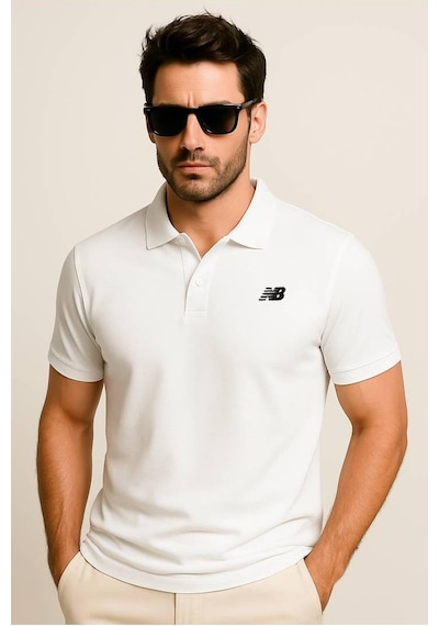 New Balance Beyaz Classic Basic Logo Polo Yaka Pike Tişört Mnt3415-wt Beyaz