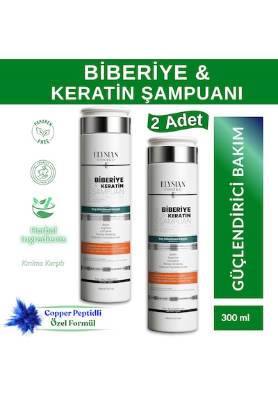Elysian Essence Biberiye & Keratin Şampuanı 2 Adet Copper Peptidli Saç Bakımı Saç Dökülmesi Karşıtı 300 Ml Tüm Saç Tipleri