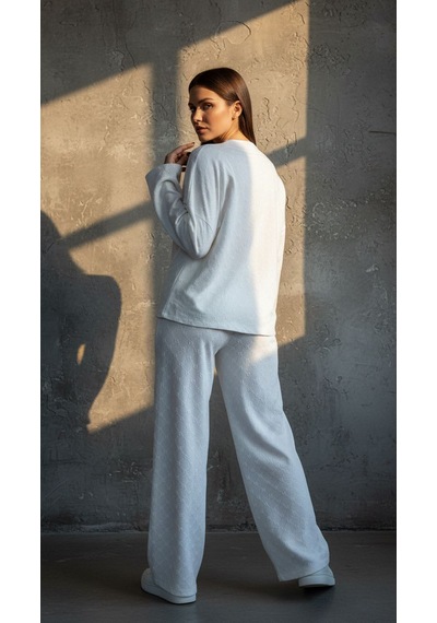 Divinus Kabartma Kalp Baskılı 5'li Pijama Takımı Beyaz