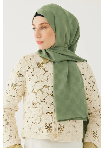 Mirsoy Scarf Dama Desen İpeksi Jakar Şal Yeşil