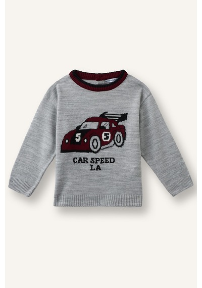 Defacto Oversize Basic Araba Desenli Kazak Erkek Bebek H9286a526wngr400 Gri-gr400