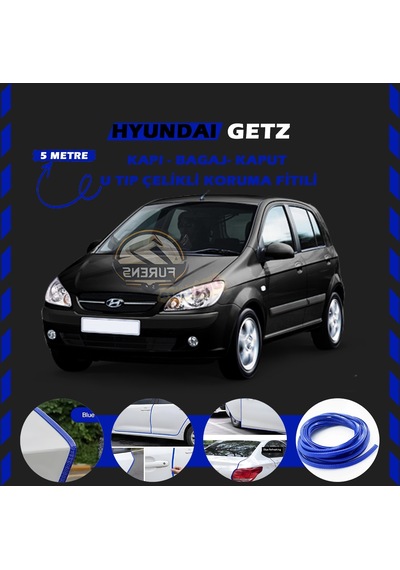 Hyundai Getz Oto Araç Kapı Koruma Fitili 5metre Parlak Mavi Renk