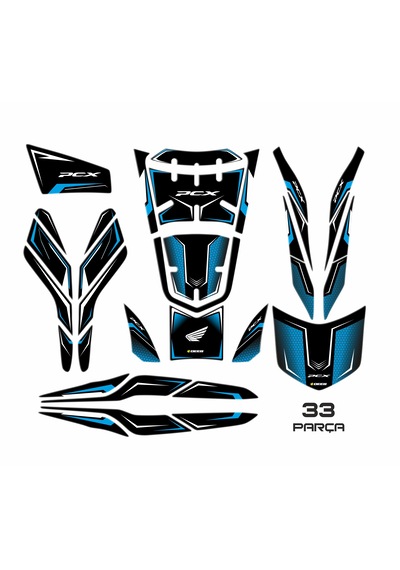 Honda Pcx 2021-2024 Uyumlu 33 Parça Deeb Tank Pad Set Mavi