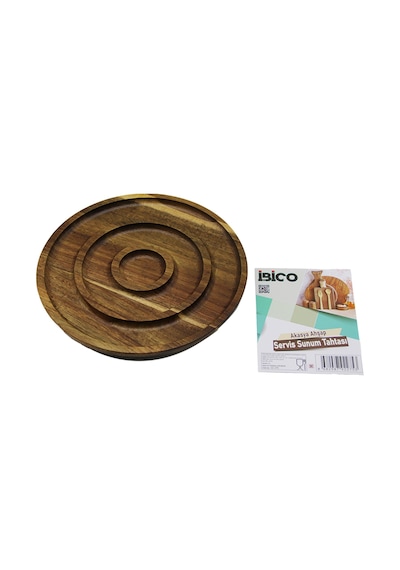 Akasya Ahşap 3 Bölmeli Yuvarlak Servis Tepsisi 20 Cm - 50li Paket