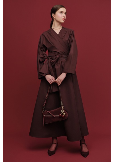 Manuka Kimono Tarz Premıum Gömlek Bordo Bordo