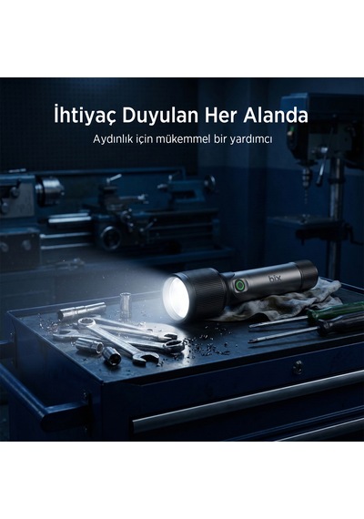 Bix Bx2132fl 24w Led, Max. 1000 Lümen Parlaklık 900 Metreye Kadar Menzilli 2000mah Kompakt El Feneri Metalik