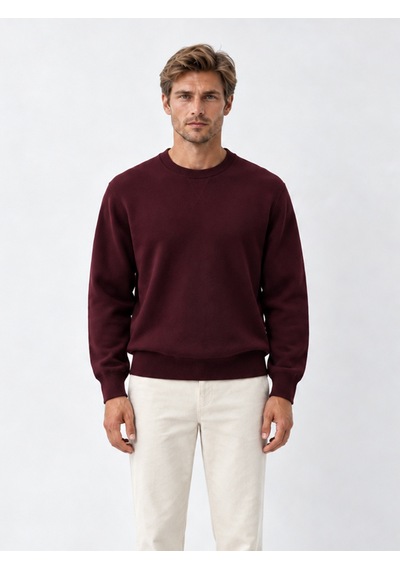 Xint Bordo Regular Fit Bisiklet Yaka Pamuklu Sweatshirt 300291