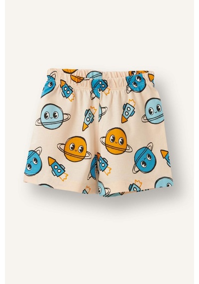 Defacto Desenli Kısa Kollu Üst Şort Alt 2li Pijama Takımı Erkek Bebek H5392a526hsog614 Turuncu-og614