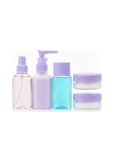 5 Parça Şeffaf Seyahat Kozmetik Seti 30 Ml Çok Renkli