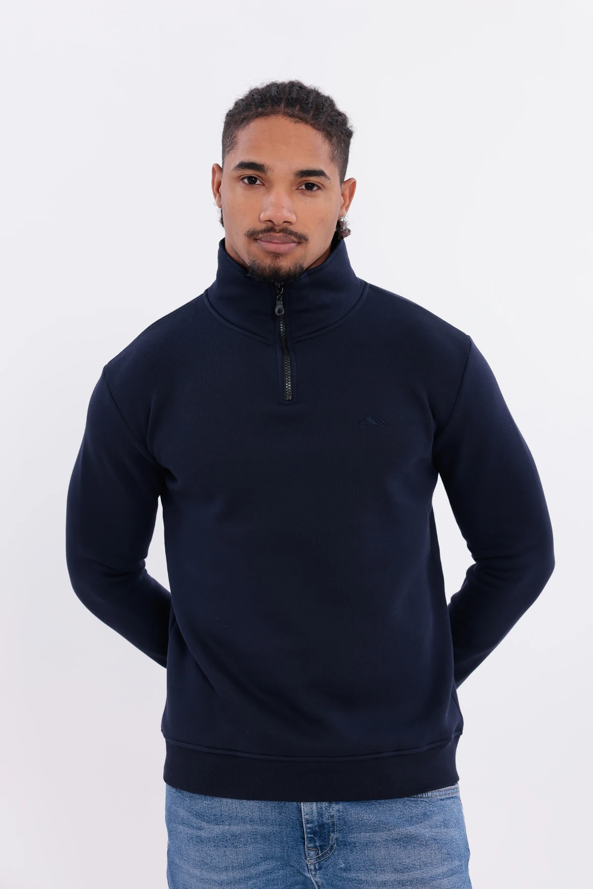 S4 Yarım Fermuarlı Sweatshirt Lacivert
