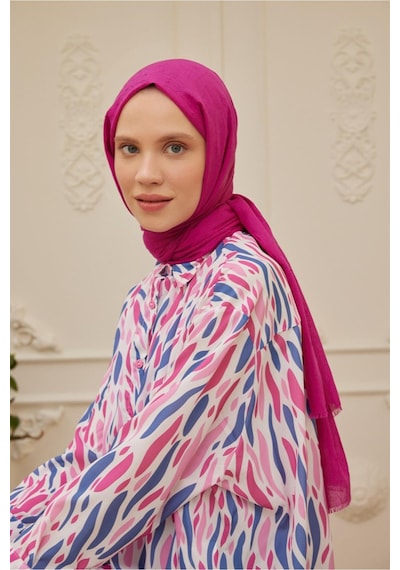 Bambu Kraş Şal Tesettür Giyim, Yüksek Kalite, Hafif, Rahat, Şık, Premium, Lux, Shawl, Scarf Fuşya