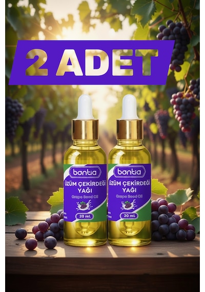 Üzüm Çekirdeği Yağı 2x20 Ml Saf Soğuk Sıkım Cilt & Saç Bakımı 40 ML