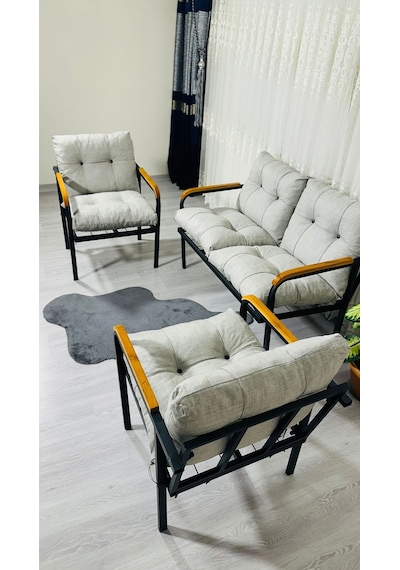 Madame Home Kalanşo Balkon, Bahçe,teras,cafe - Salon - Metal Kanepe Koltuk Takımı Çay Seti 2+1+1 Açık Gri Madame Home Kalanşo Balkon, Bahçe,teras,cafe - Salon - Metal Kanepe Koltuk Takımı Çay Seti 2+1+1 Açık Gri